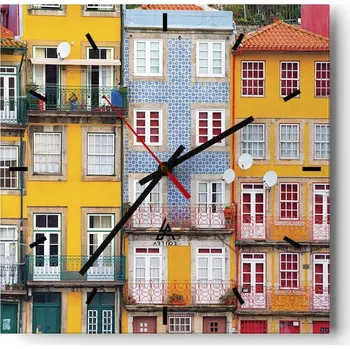 Hodiny Nástěnné hodiny do kuchyně 30x30 Město Stylové hodiny na skle Loft Tiché