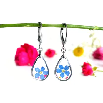 Náušnice Šperk z pravých květin - Náušnice Pomněnkové kouzlo