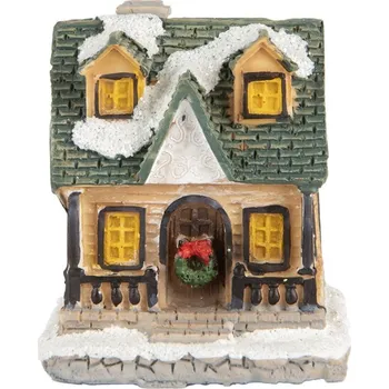 Svícen Zasněžený dekorační domeček s LED světýlky Hoefkens – 5x5x6 cm