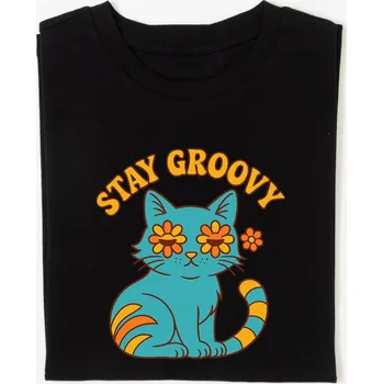 Dámské tričko Dámské tričko - Stay groovy Barva: Růžová, Velikost: S, Střih: Dámské