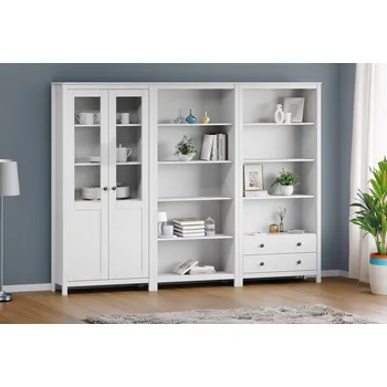 Knihovna Sestava knihoven TORINO bílá, kovové úchytky