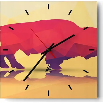 Hodiny Nástěnné hodiny do kuchyně 30x30 Zvířata Stylové hodiny na skle Loft Tiché