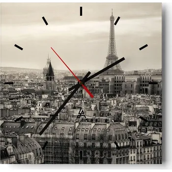 Hodiny Nástěnné hodiny do kuchyně 30x30 Město Stylové hodiny na skle Loft Tiché