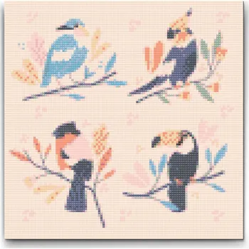 Diamantové malování Diamantové malování - Ilustrace - Papoušci Velikost: 30x30cm, Rámování: Pouze srolované plátno, Diamanty: Čtvercové