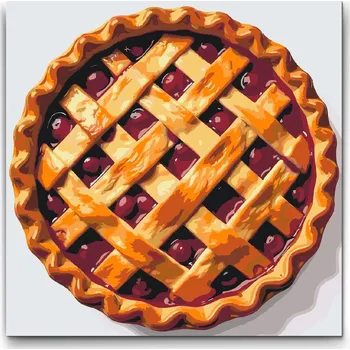 Malování podle čísel - Jablečný koláč Velikost: 50x50cm, Rámování: Pouze srolované plátno