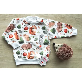 AMÁLKA Elastická mikina teplákovina, zvířátka v lese Velikost: 80