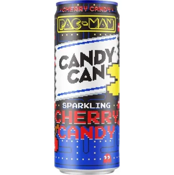 Limonáda Candy Can x PAC-MAN sycená limonáda s cukry a sladidly s příchutí třešně 330 ml