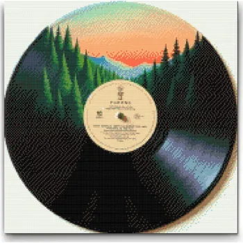 Diamantové malování Diamantové malování - Gramofonová deska 1 Velikost: 50x50cm, Rámování: Pouze srolované plátno, Diamanty: Čtvercové