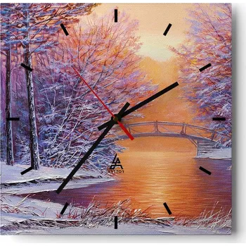 Hodiny Nástěnné hodiny do kuchyně 30x30 Krajina Stylové hodiny na skle Loft Tiché