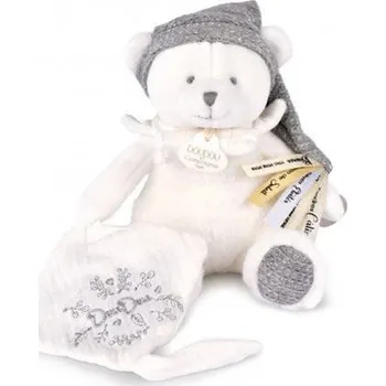 usínáček Doudou et Compagnie Paris Dárková sada Plyšový medvídek s úchytem na dudlík a dečkou šedý 20 cm Doudou