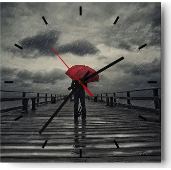 Hodiny Nástěnné hodiny do kuchyně 30x30 Molo Moře Stylové hodiny na skle Loft Tiché