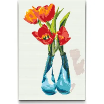 Diamantové malování Diamantové malování - Tulipány ve váze Velikost: 40x60cm, Rámování: Pouze srolované plátno, Diamanty: Kulaté