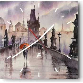 Hodiny Nástěnné hodiny do kuchyně 30x30 Most Stylové hodiny na skle Loft Tiché