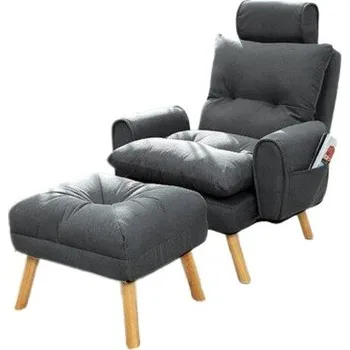 TRENDIE Relaxační křeslo Boris tmavě šedé s taburetem