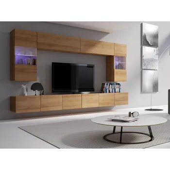 Obývací stěna GIB Obývací stěna Calabrini 1 LED osvětlení: Bez LED osvětlení, HORNÍ SKŘÍŇKY: Černá, DOLNÍ SKŘÍŇKY: Černá