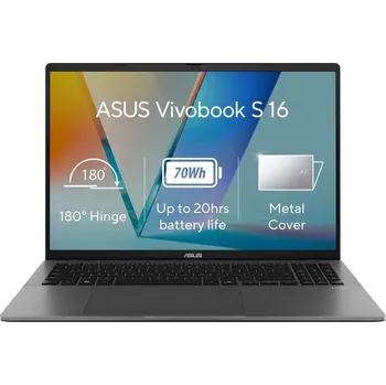 Notebook ASUS NTB Vivobook S16 (S3607CA-RP064W), Ultra 5 225H, 16" 1920x1200, 16GB, 1TB SSD, Intel, W11 Home, Matte Gray