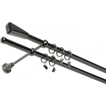 Ø 19 ONYX dvoutyč komplet-TRAPEZ Barva: ONYX, Délka: 160 cm, typ kroužků: bez kroužků