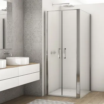 Ronal DIVERA D22T2+D22F1 sprchový kout čtvercový 120x120 cm Profil: Aluchrom, Sklo: Bílé linky 88, Rozměr: 120x120 cm