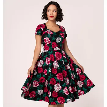 Dámské šaty Hell Bunny retro šaty Paint Me Roses Velikost: 3XL (UK 20)