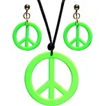 Hippies náušnice s náhrdelníkem zelené