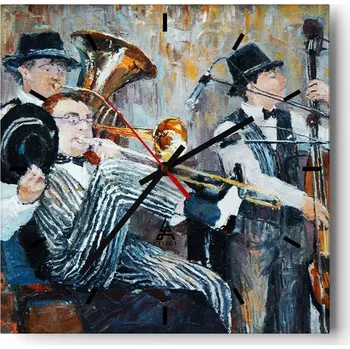 Hodiny Nástěnné hodiny do kuchyně 30x30 Hudba Stylové hodiny na skle Loft Tiché