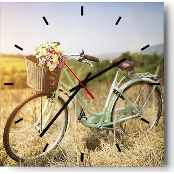 Hodiny Nástěnné hodiny do kuchyně 30x30 Kolo Stylové hodiny na skle Loft Tiché