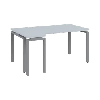 Psací stůl MHRK 38 - 164 stůl kancelářský, rohový, levý, kovová podnož stříbrná, deska 36 mm, široký 1600 mm, bílá
