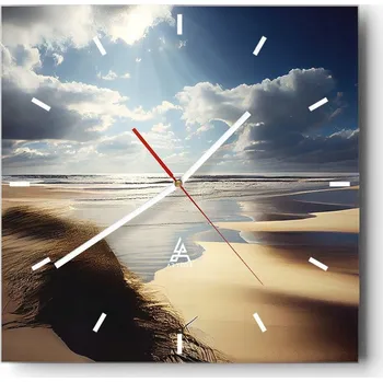 Hodiny Nástěnné hodiny do kuchyně 30x30 Pláž Stylové hodiny na skle Loft Tiché