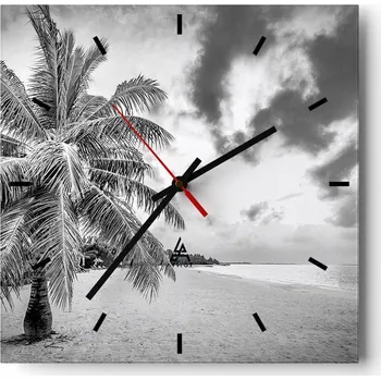 Hodiny Nástěnné hodiny do kuchyně 30x30 Krajina Stylové hodiny na skle Loft Tiché