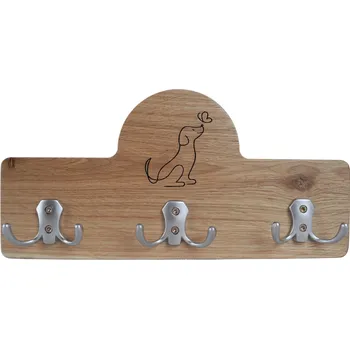 Vodítko pro psa Svět Tlapky Trojitý dřevěný věšák na vodítko Dřevina nebo odstín: Modřín (dřevo)