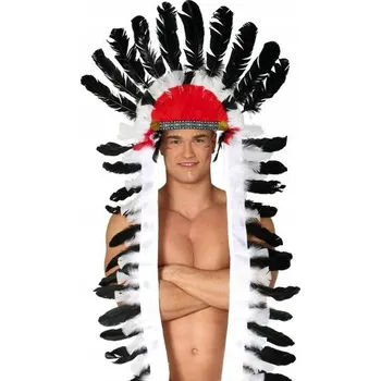 Čelenka náčelníka 116 cm černo-bílá ozdoba zábava