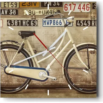 Hodiny Nástěnné hodiny do kuchyně 30x30 Mural Stylové hodiny na skle Loft Tiché