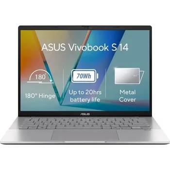 Notebook ASUS NTB Vivobook S14 (S3407CA-LY008W), Ultra 7 255H, 14" 1920 x 1200, 16GB, 1TB SSD, UHD, W11 Home, Cool Silver