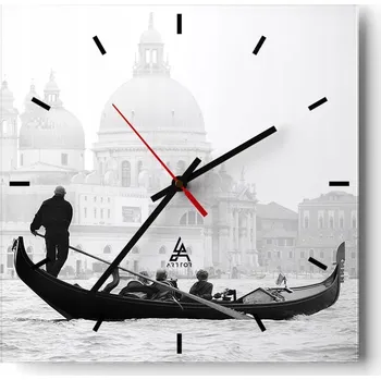 Hodiny Nástěnné hodiny do kuchyně 30x30 Benátky Stylové hodiny na skle Loft Tiché