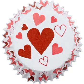 Krabice na pečivo PME PME cukrářské košíčky s fólií - srdce - 30ks