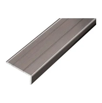 Stavební profil ACARA PRAHA s.r.o. AP5 schodová lišta samolepící B, hliník+fólie wenge, v: 10 mm, š: 25 mm, d: 2,7 m