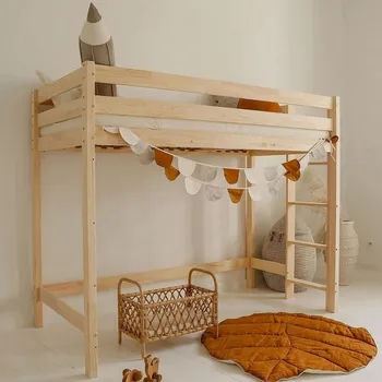 Dětská postýlka Vyvýšená postel Basic Loft 90 x 160 cm - přírodní borovice