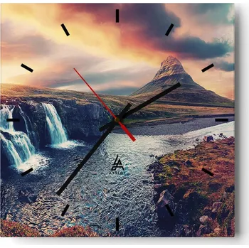 Hodiny Nástěnné hodiny do kuchyně 30x30 Krajina Stylové hodiny na skle Loft Tiché