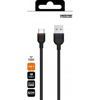 Datový kabel Kabel Unisynk USB - USB typ C 1 m černý