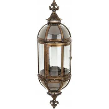 Svícen Kovová lucerna, nástěnný lampion starozlatá tmavě zlatá