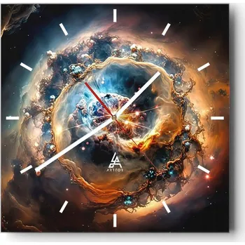 Hodiny Nástěnné hodiny do kuchyně 30x30 Vesmír Stylové hodiny na skle Loft Tiché