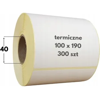 Speciální papír 100x190 mm bílé termální etikety, 300 ks, 40 mm jádro, samolepicí, žlutý podklad