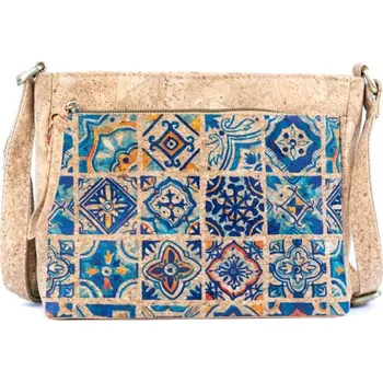 Kabelka Korková kabelka přes rameno - Modré dlaždice