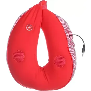 Cestovní polštářek Masážní cestovní polštář na krk s reproduktory - Červená
