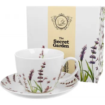 DUO Gifts DG - Porcelánový šálek s podšálkem CLASSIC LAVENDER v dárkové krabičce - 470 ml