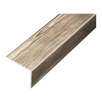 Stavební profil ACARA PRAHA s.r.o. AP5 schodová lišta samolepící B, hliník+fólie dub šedožíhaný, v:20 mm, š:25 mm, d:2,7m