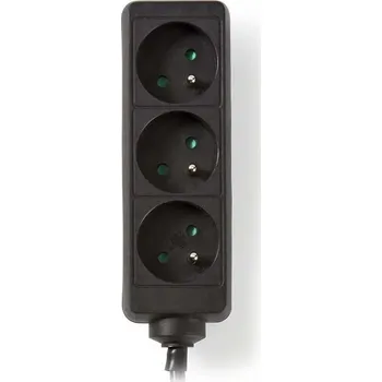 Napájecí kabel NEDIS napájecí prodlužovací zásuvka/ úhlová/ 3x zásuvka/ černá/ 5m
