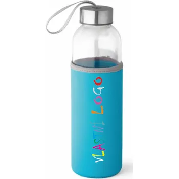 Láhev ON-DESIGN Sportovní láhev ze skla a nerezové oceli RAISE s potiskem Barva: tyrkysová