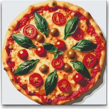 Malování podle čísel - Pizza Velikost: 50x50cm, Rámování: Pouze srolované plátno