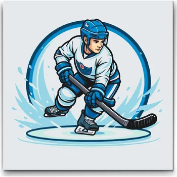 Malování podle čísel - Hokejista Velikost: 50x50cm, Rámování: Pouze srolované plátno